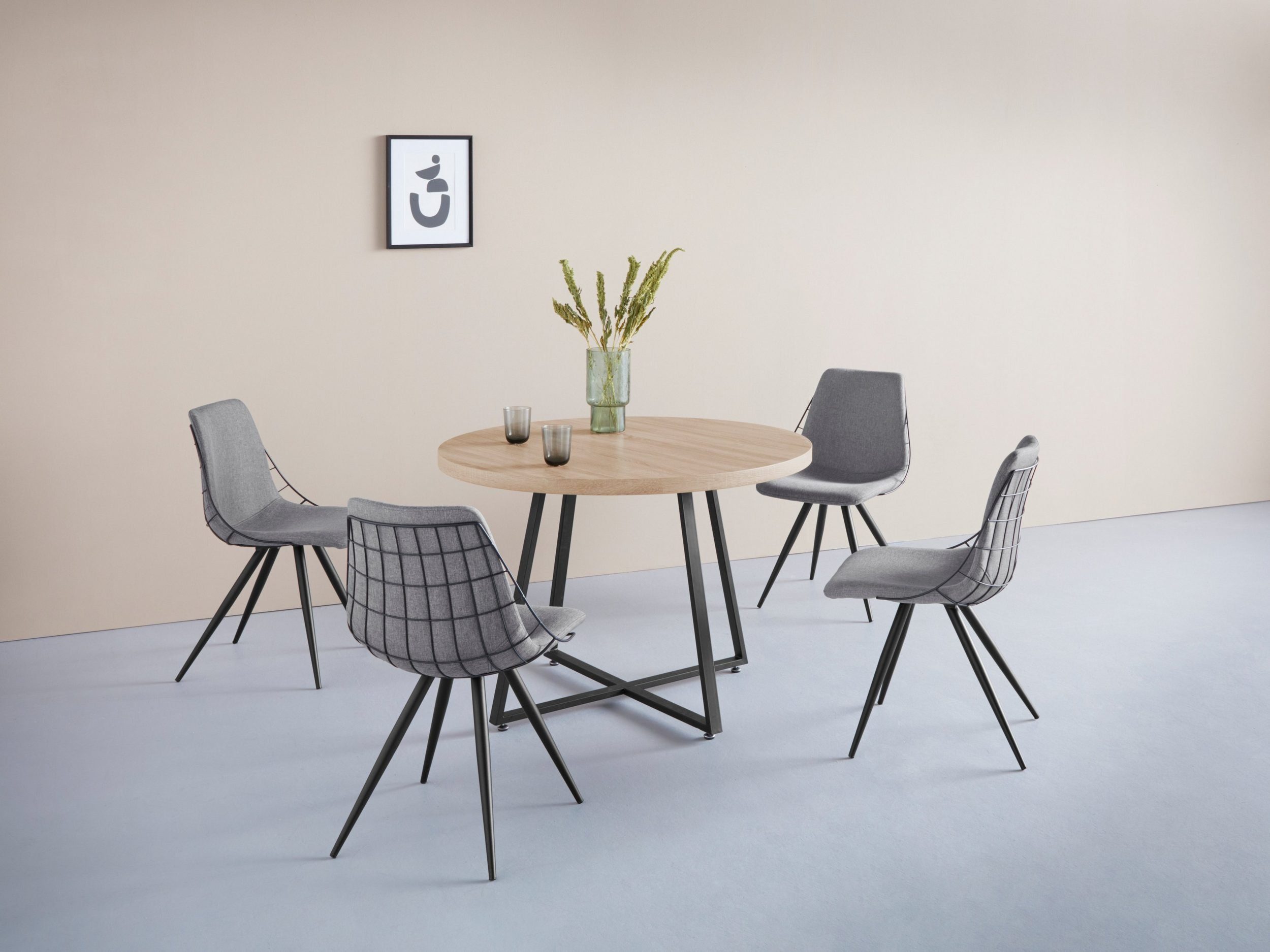 2 Design aus Sitzhöhe Carlisle cm, (Set, Webstoff, modernes Bezug Metallgestell, 47 St), Esszimmerstuhl loft24 anthrazit