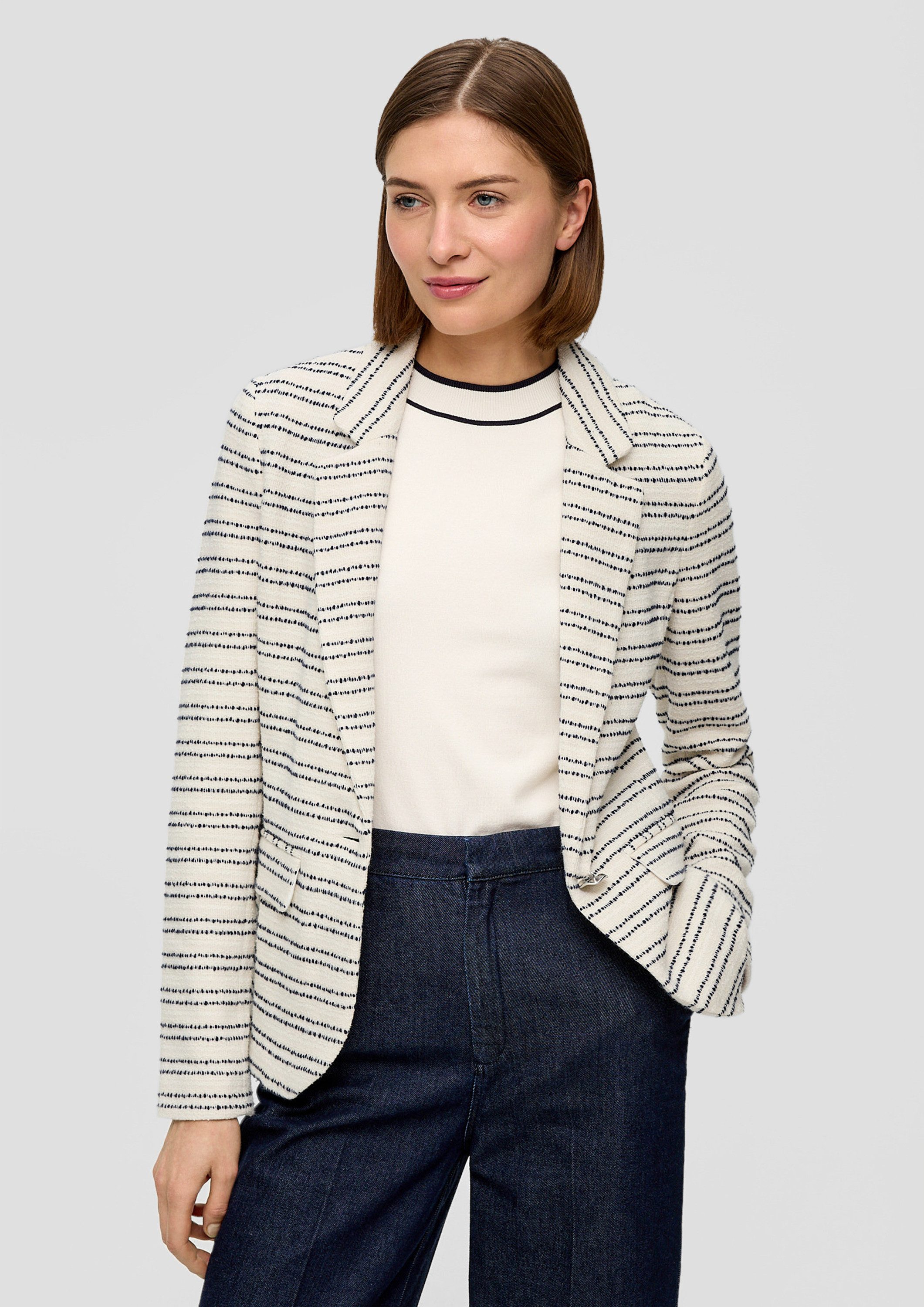 s.Oliver Funktionsjacke Indoor-Jacke Sweatblazer mit Strukturmuster