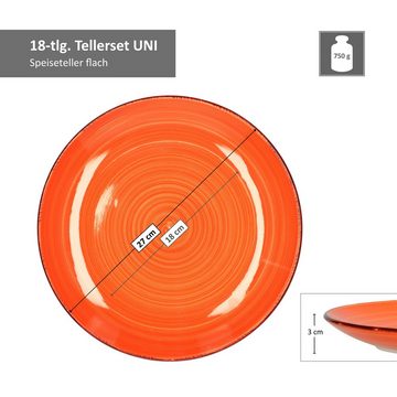 MamboCat Teller-Set 18tlg. Tellerset Uni Bunt für 6 Personen in unterschiedlichen Farben