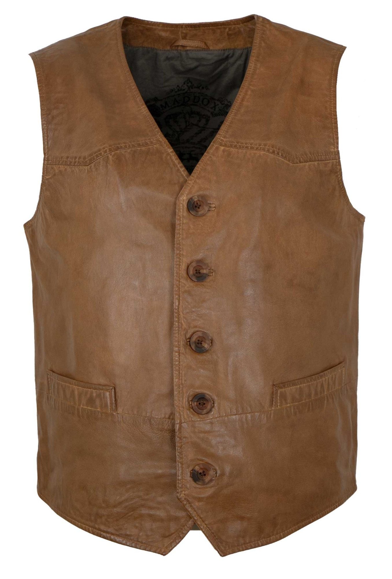 Maddox Lederjacke Emilio MADDOX - Herren Lederweste Lammnappa cognac günstig online kaufen