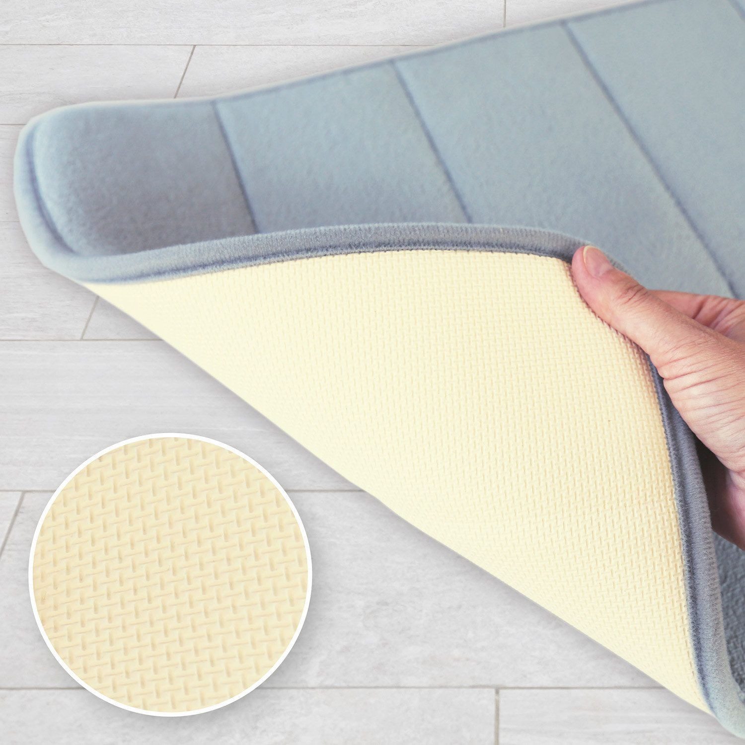 ELONEO Duschmatte rutschfest, rutschhemmend beschichtet, Visko-Füllung, angenehm, rutschhemmend, schnelltrockend, Polyester, 1, für Fußbodenheizungen geeignet, schnelltrocknend