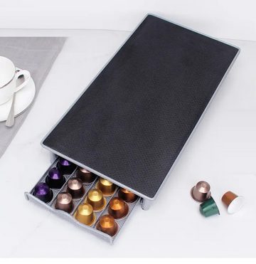 Cheffinger Kapselspender Kaffeekapsel Schublade für 40 Kapseln kompatibel mit Nespresso