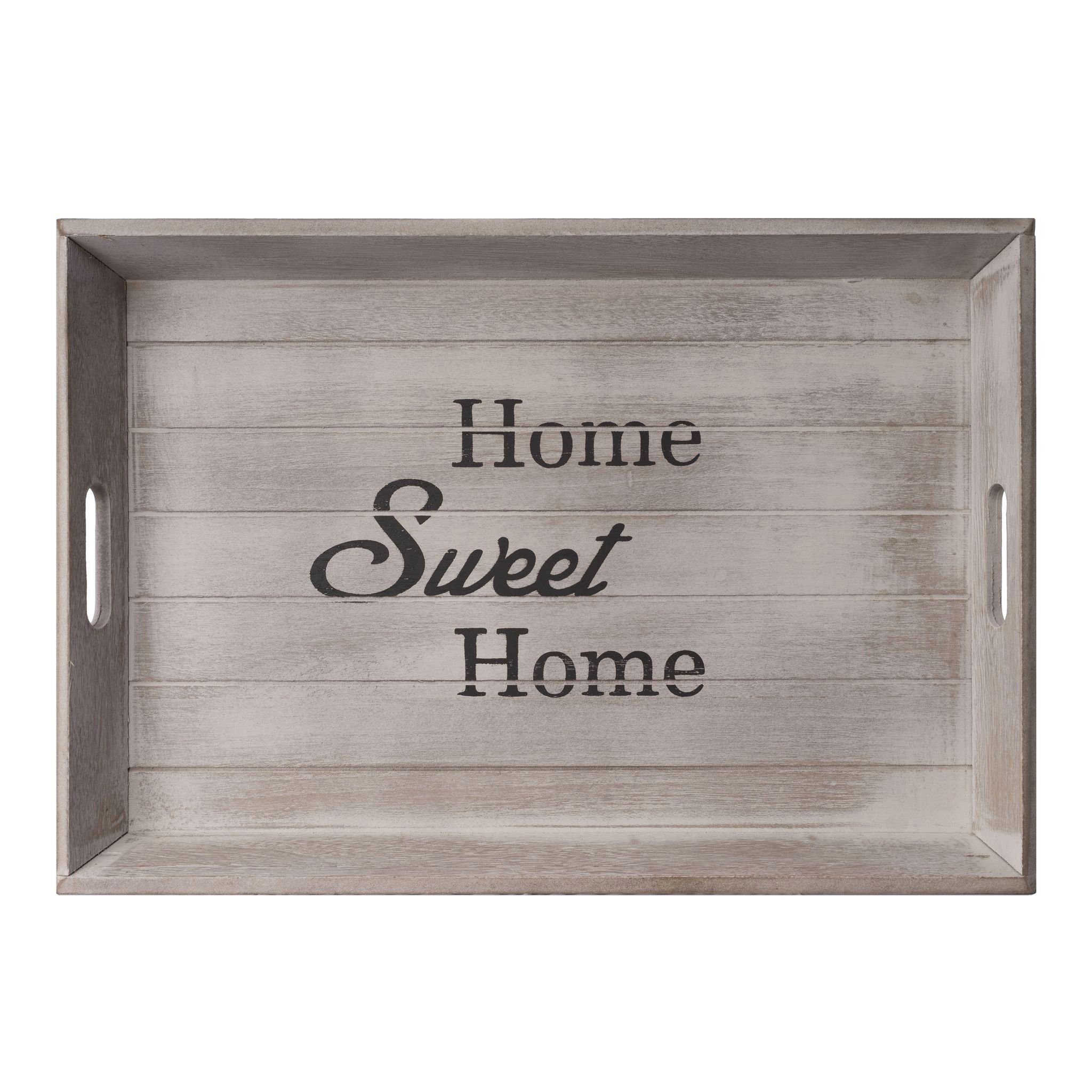 elbmöbel Tabletttisch Betttablett 48x26x32 sweet mit Home cm grau Ablage Fuß Landhausstil Tabletttisch: Home (FALSCH)