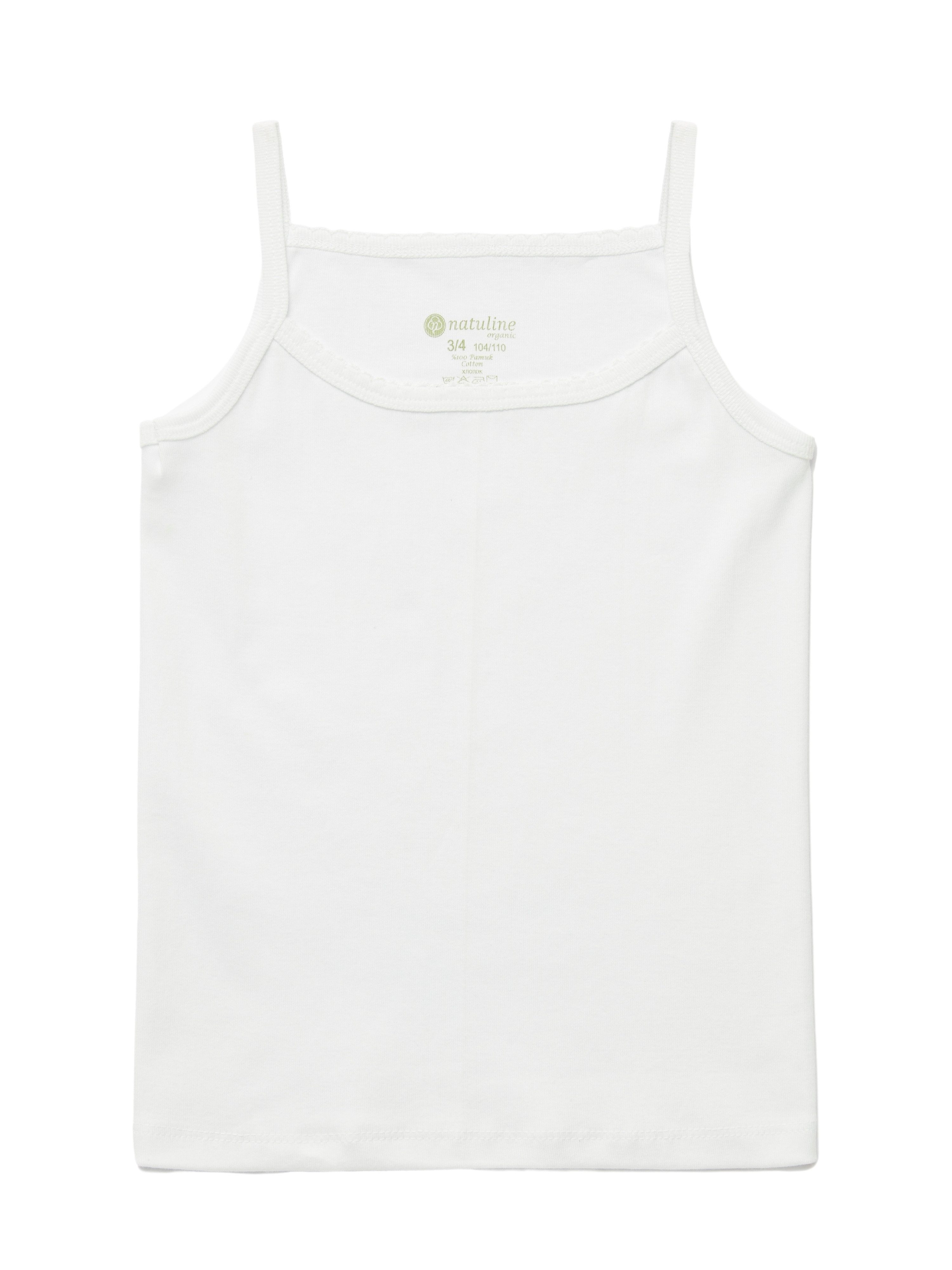 natuline Unterhemd 3er-Pack Spaghettiträger für Kinder Mädchen Weiß Feinripp Trägerhemd (Set, 3-St., 3er-Pack) 100% Baumwolle mit Häkel, Rundstrickverfahren