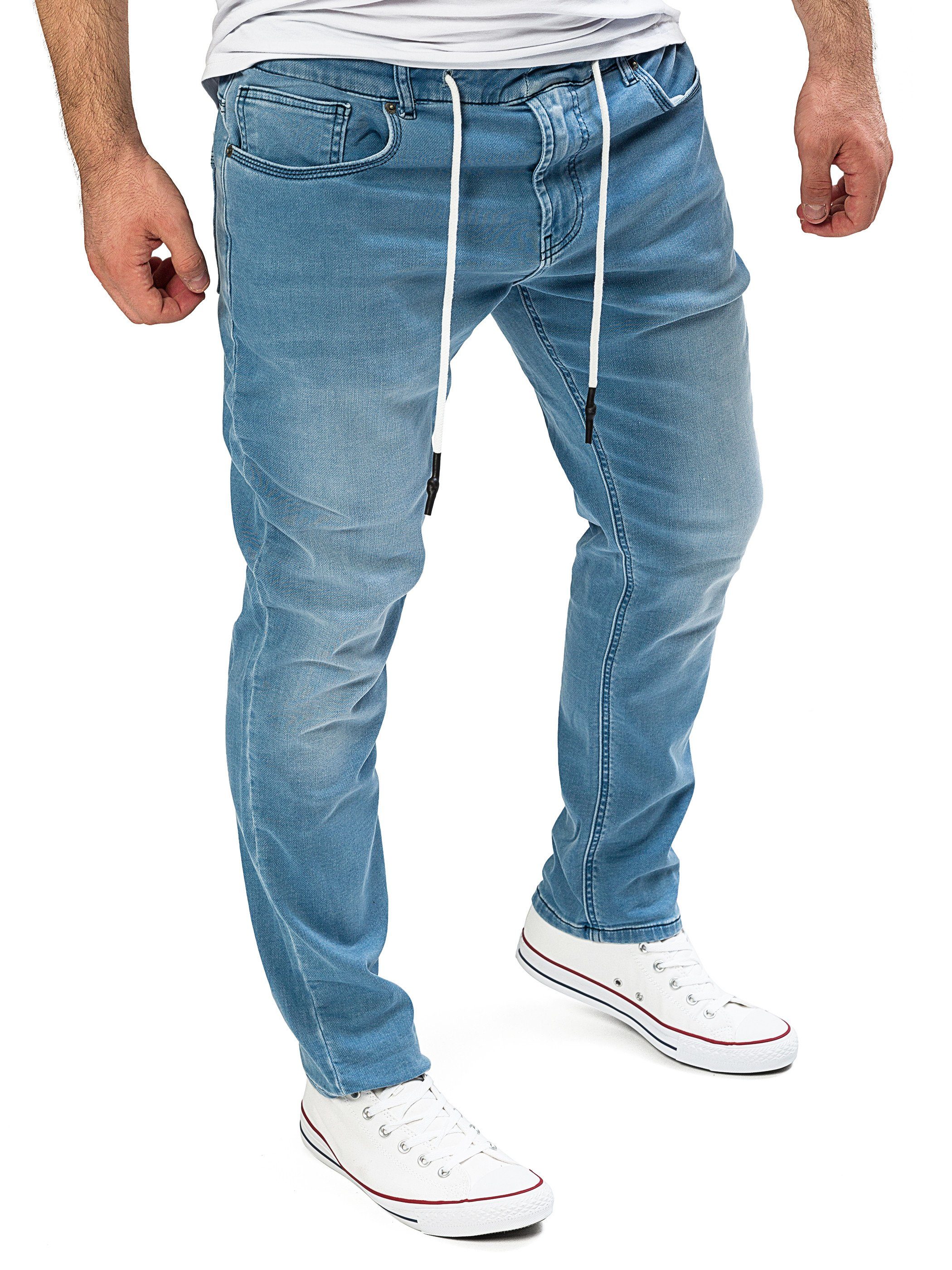 Yazubi Slim-fit-Jeans Herren Sweathose in Jeansoptik Erik Schmale Jeans, mit Stretch-Anteil Hellblau (Estate Blue 194027)