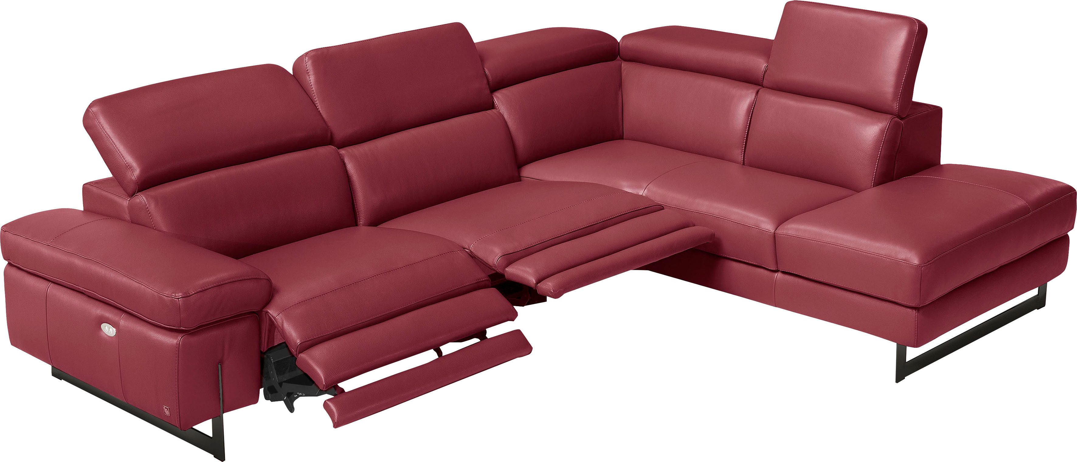 Egoitaliano Ecksofa Candice, elegant, edel und bequem, erstklassiger Sitzkomfort, L-Form, inkl. 2 elektrischer Relaxfunktionen, Bedienung über Taste an Armlehne