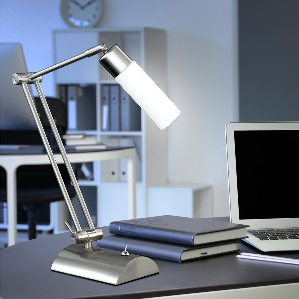 WOFI Schreibtischlampe, Leuchtmittel inklusive, beweglich Tisch 2er Tischleuchten Lampe Set Schalter Büro Warmweiß
