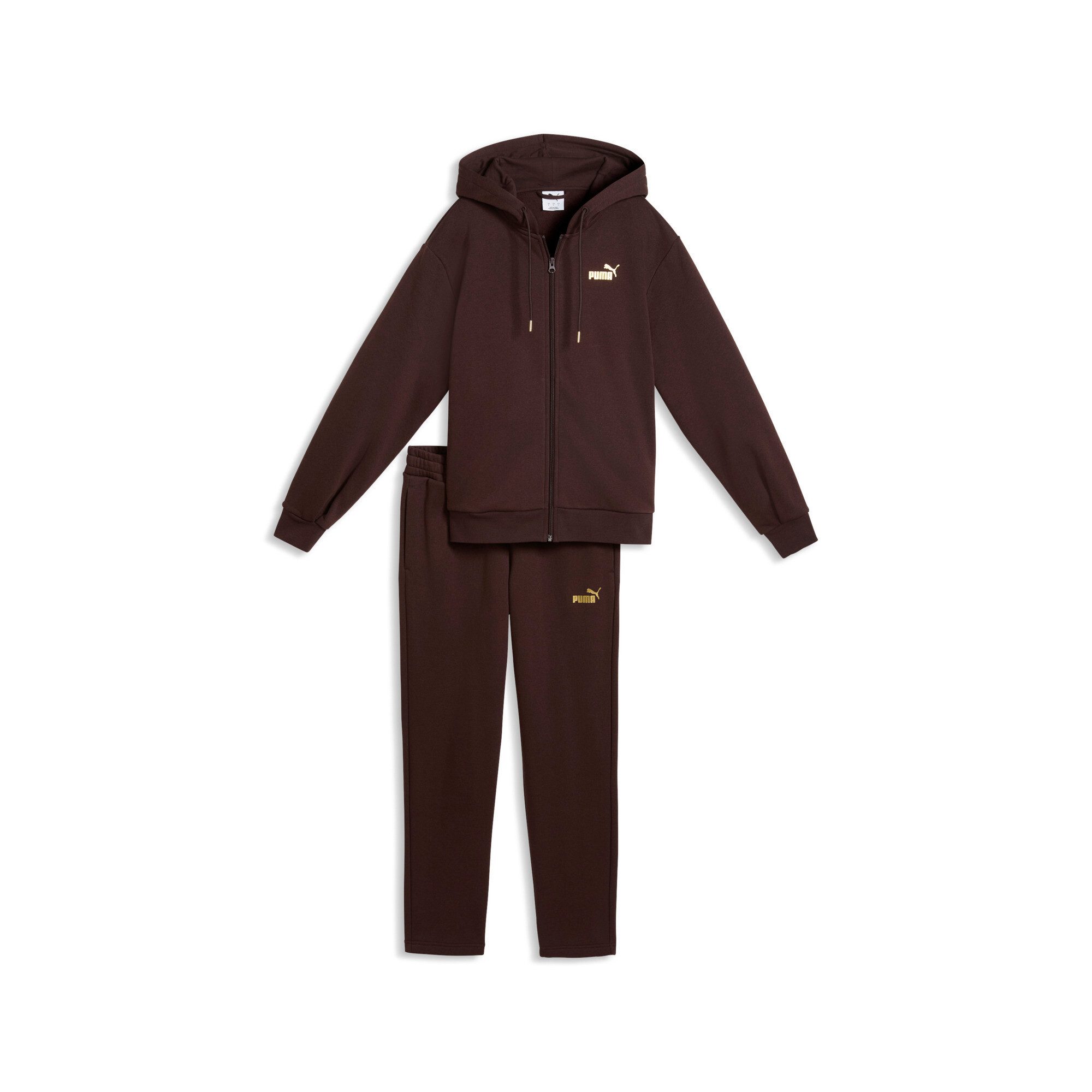 PUMA Trainingsanzug METALLIC HOODED STANDARD SWEAT SUIT FL OP (2-tlg), mit Kapuze, in weicher Fleece-Qualität