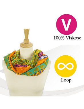 Sunsa Loop Damen Loop Schal. 100% Viskose Schlauchschal. Loopschal mit Blumen Design. Damen Accessoires: Rundschals,Scarf Tücher und Schals als Geschenk für Frauen/ Freundin Blumenmotiv Abstract