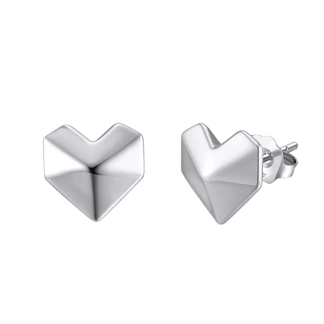 Suzan Gold Paar Ohrstecker 925 Silber Herzmotiv glänzend wasserfest