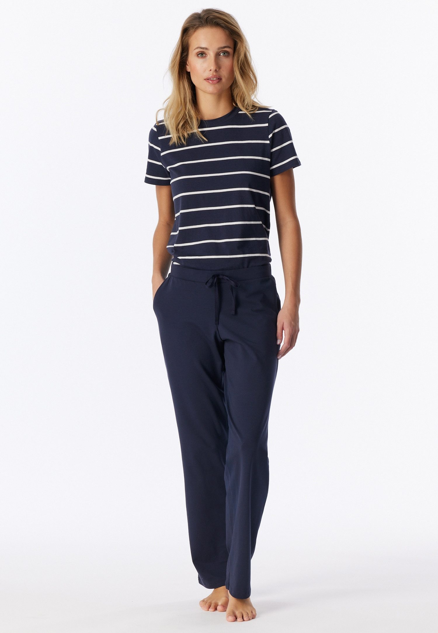 Schiesser Pyjamahose Mix + Relax Cotton-Mix, Gummizug, Bindeband, seitliche Taschen