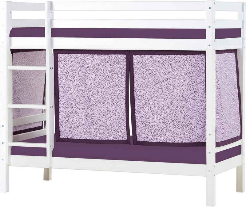 Hoppekids Etagenbett «Beautiful Bloom» (Set, 4-St., Bett, Vorhang und zwei Matratzen), 70x160 massiv mit Vorhang & Matratzen