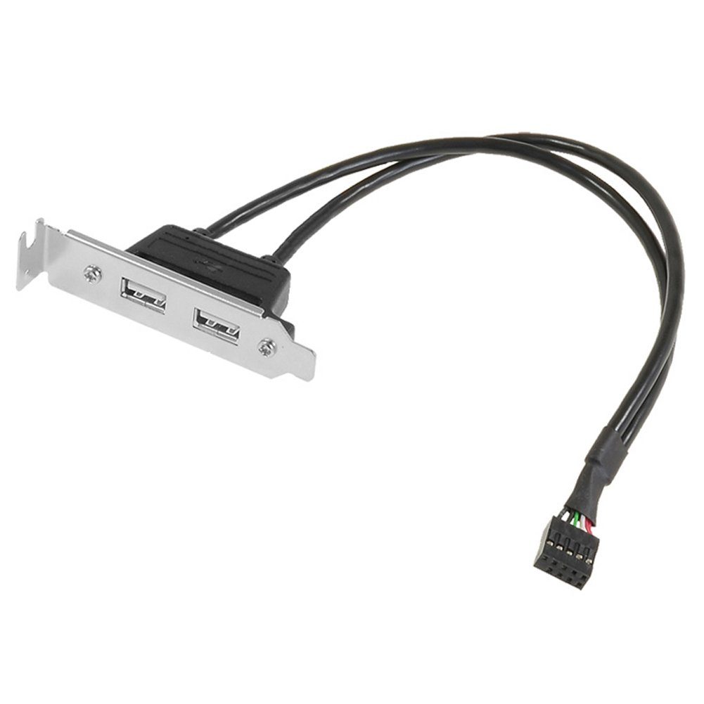 Bolwins I00 30cm USB Kabel Adapter 9pin zu 2x USB Slotblech 8cm Mainboard f PC Computer-Adapter USB 2.0 9-Pin Pfostenstecker (Mainboard-Header) zu 2 × USB 2.0 Typ-A Buchse (Slotblech), 30 cm, Interne USB-Erweiterung für PC-Gehäuse