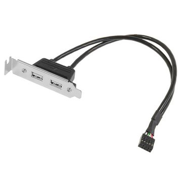 Bolwins I00 30cm USB Kabel Adapter 9pin zu 2x USB Slotblech 8cm Mainboard f PC Computer-Adapter, 30 cm