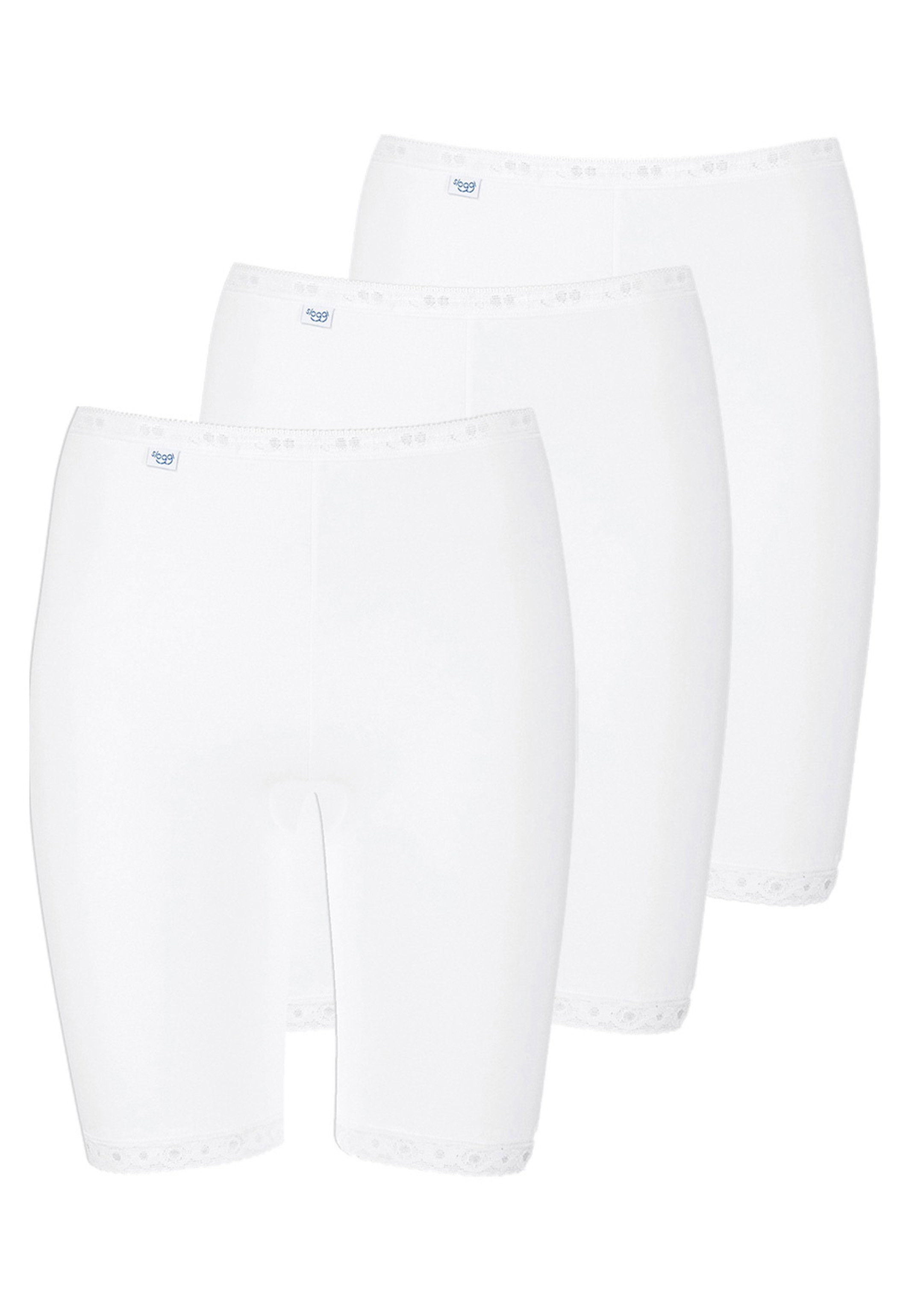 (Spar-Set, 3er Basic+ Nähten Pack Long Unterhose mit Slip Longshort Lange weichen 3-St) Weiß - - Baumwolle Sloggi