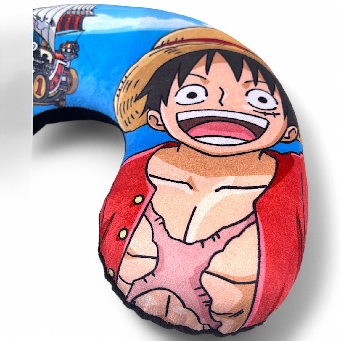 One Piece Anime Reisekissen Monkey D. Ruffy, Bequemes Nackenkissen für Kinder 37x30x10 cm