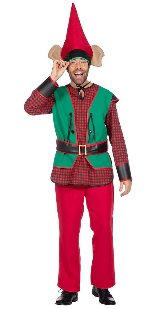 Karneval-Klamotten Kostüm Zwerg Herren Plus Size Märchenzwerg rot hochwertig, Kobold Gartenzwerg Wichtel große Größen Männerkostüm Erwachsenee