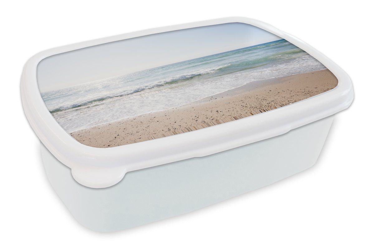 für Kinder Brotdose, und (2-tlg), - und Türkis, Kunststoff, Wasser MuchoWow Erwachsene, für Strand weiß Mädchen Brotbox Jungs - Lunchbox