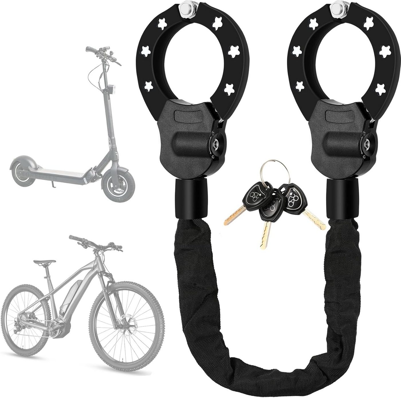 TLGREEN Kettenschloss E Scooter Schloss 6mm, Handschellenschloss (Hochsicherheits-Schlösser, 93cm, Fahrrad Schloss Diebstahlsicher), für E Scooter/Fahrräder/E-Bike/Motorrad/Kinderwagen