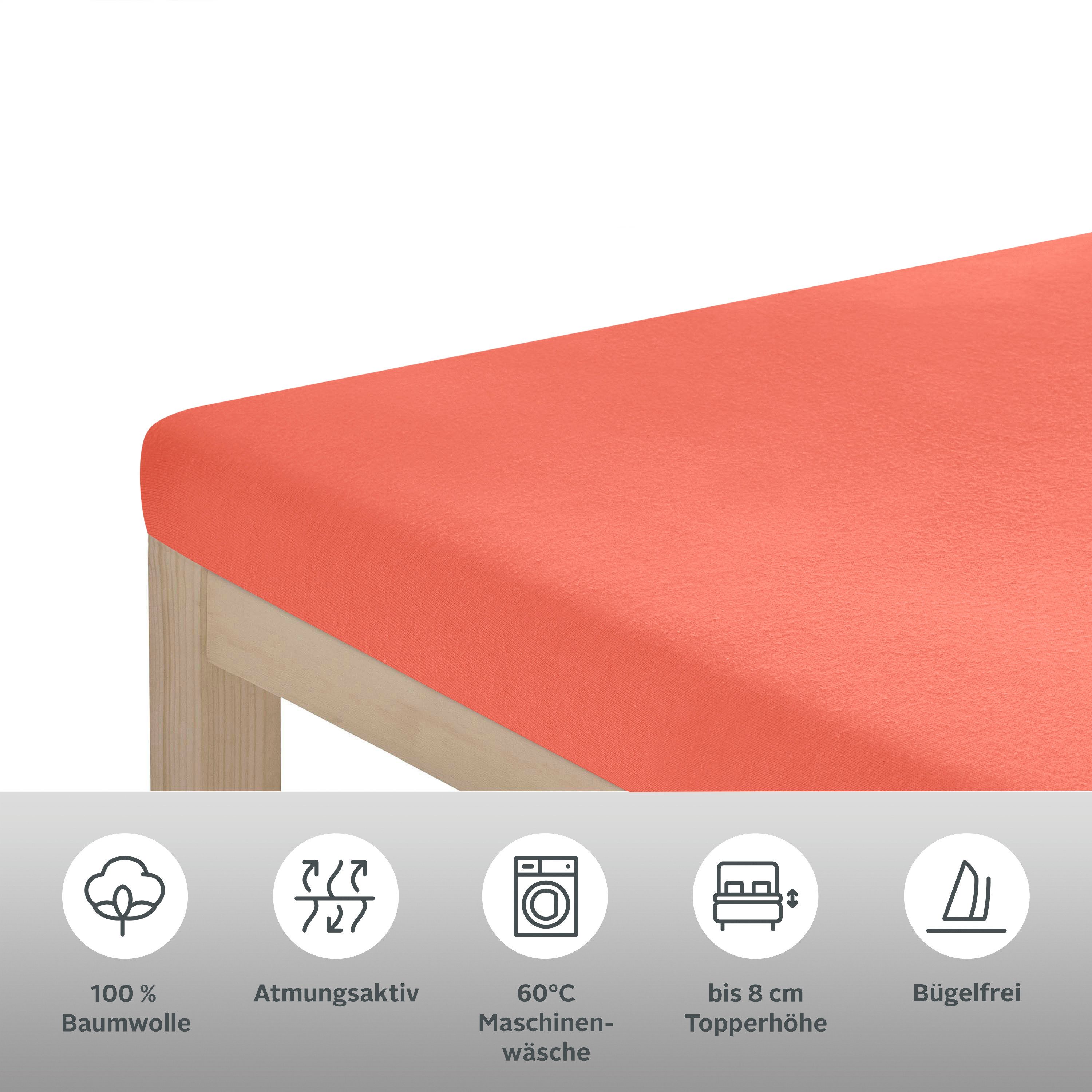 OTTO home Spannbettlaken Topper Basic, in Gr. 90x200, 140x200 oder 180x200 cm, Baumwoll-Jersey, Gummizug: rundum, (1 Stück), Baumwolle, Matratzen bis 8 cm Höhe, Bettlaken, Spannbetttuch, Laken