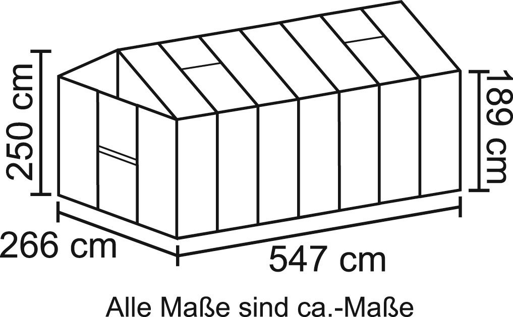 Thumbnail - Vitavia Gewächshaus Zeus 13800, BxTxH: 266 x 547 x 250 cm, 3 mm Wandstärke