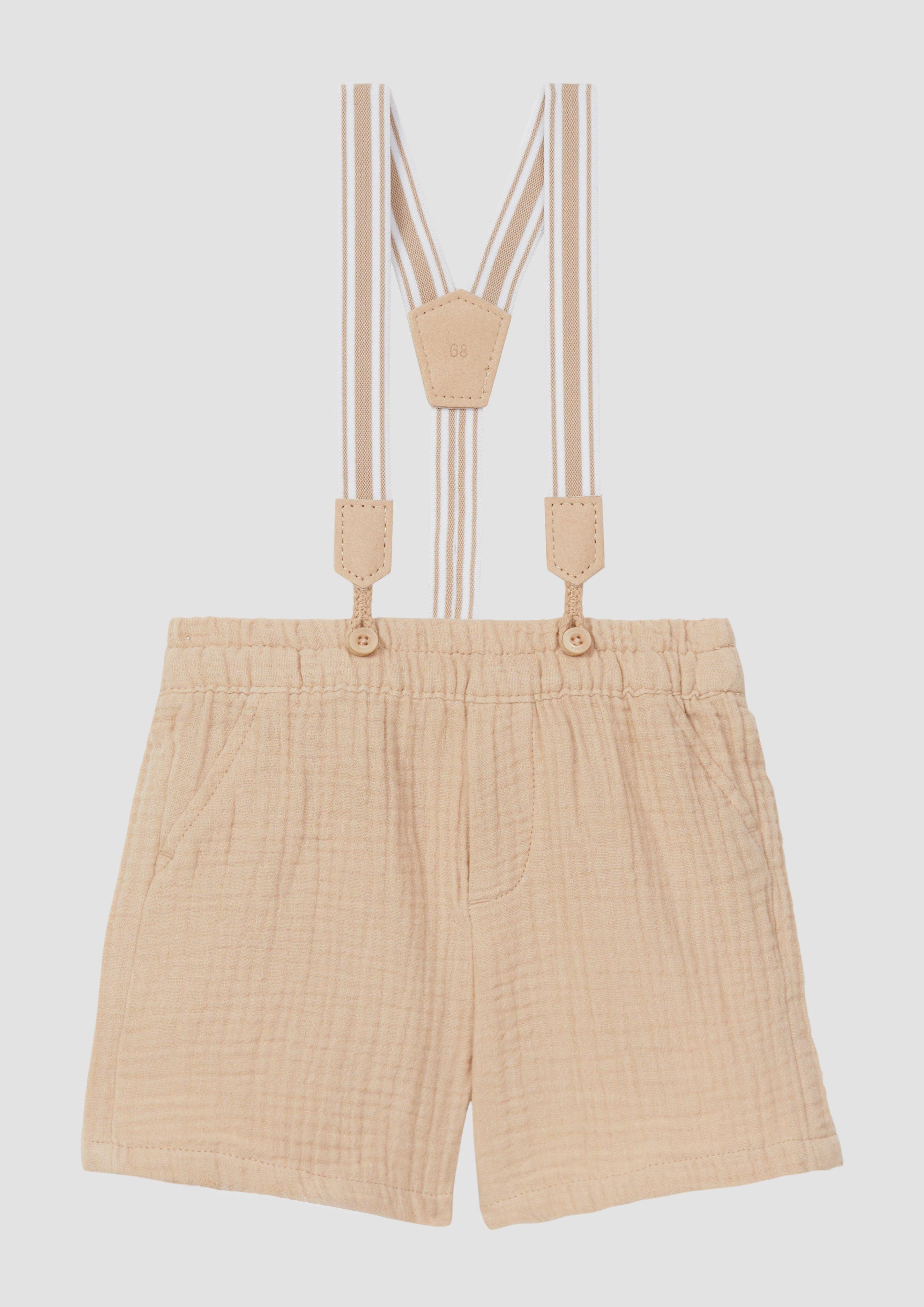 Stoffhose Musselin-Shorts mit abnehmbaren Hosenträgern