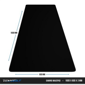 Titanwolf Gaming Mauspad extralarge Mousepad 1600 x 600 x 3 mm, abwaschbar, XXXL Tischunterlage, Gummiunterseite rutschfest, strapazierfähig