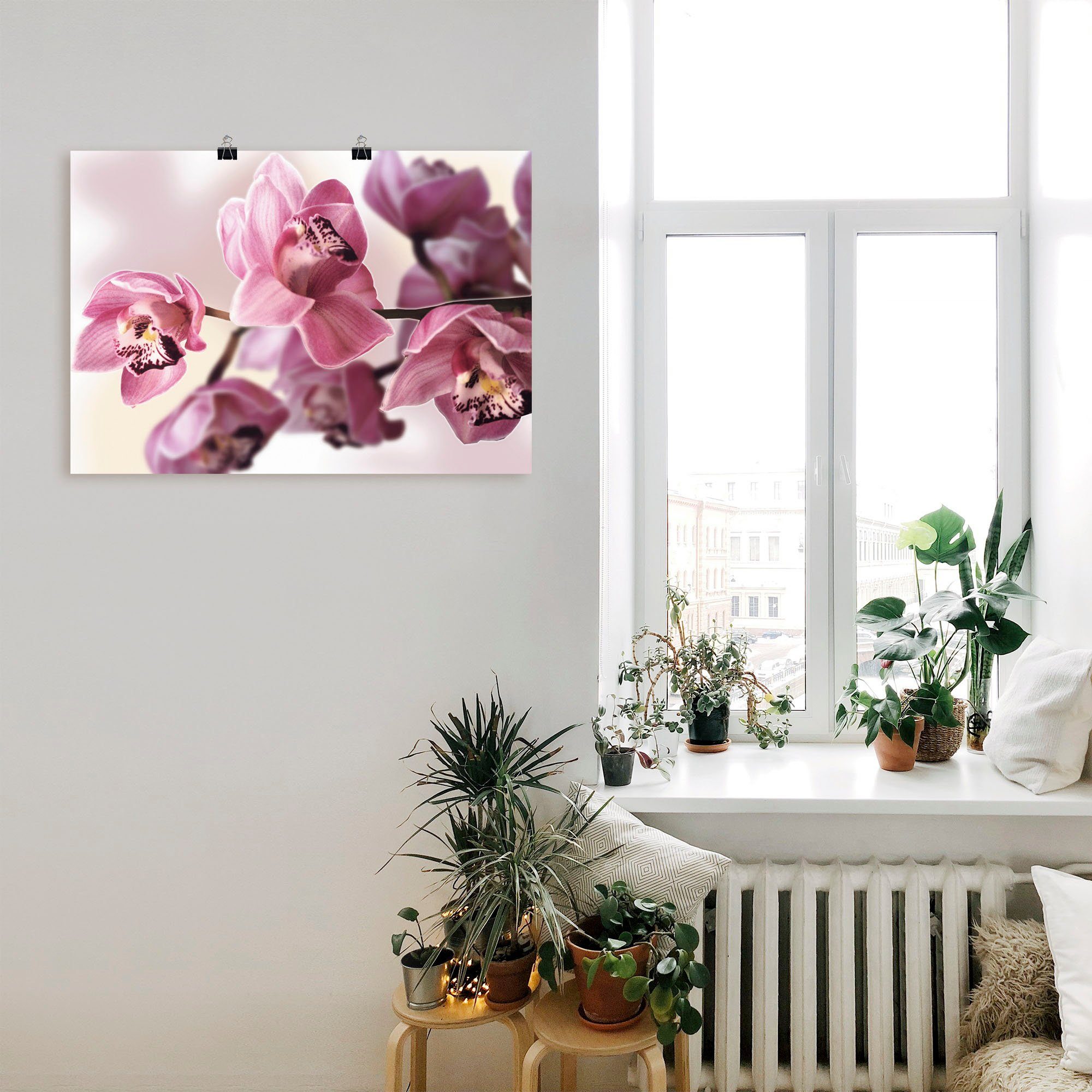Wandbild (1 Wandaufkleber oder in Leinwandbild, Blumenbilder Orchidee, Poster Rosa Größen versch. St), Alubild, Artland als
