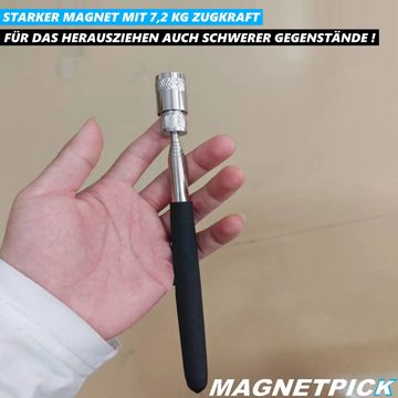 MAVURA Magnethalter MAGNETPICK Magnetgreifer Magnetheber Magnet Heber Magnetstab, Teleskopmagnet Magnethalter mit Licht schwarz bis 80cm