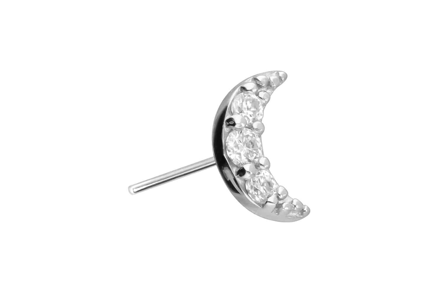 Piercing-Set 14 Karat Gold Aufsatz mit Titan Push Pin MOISSANIT-MOND