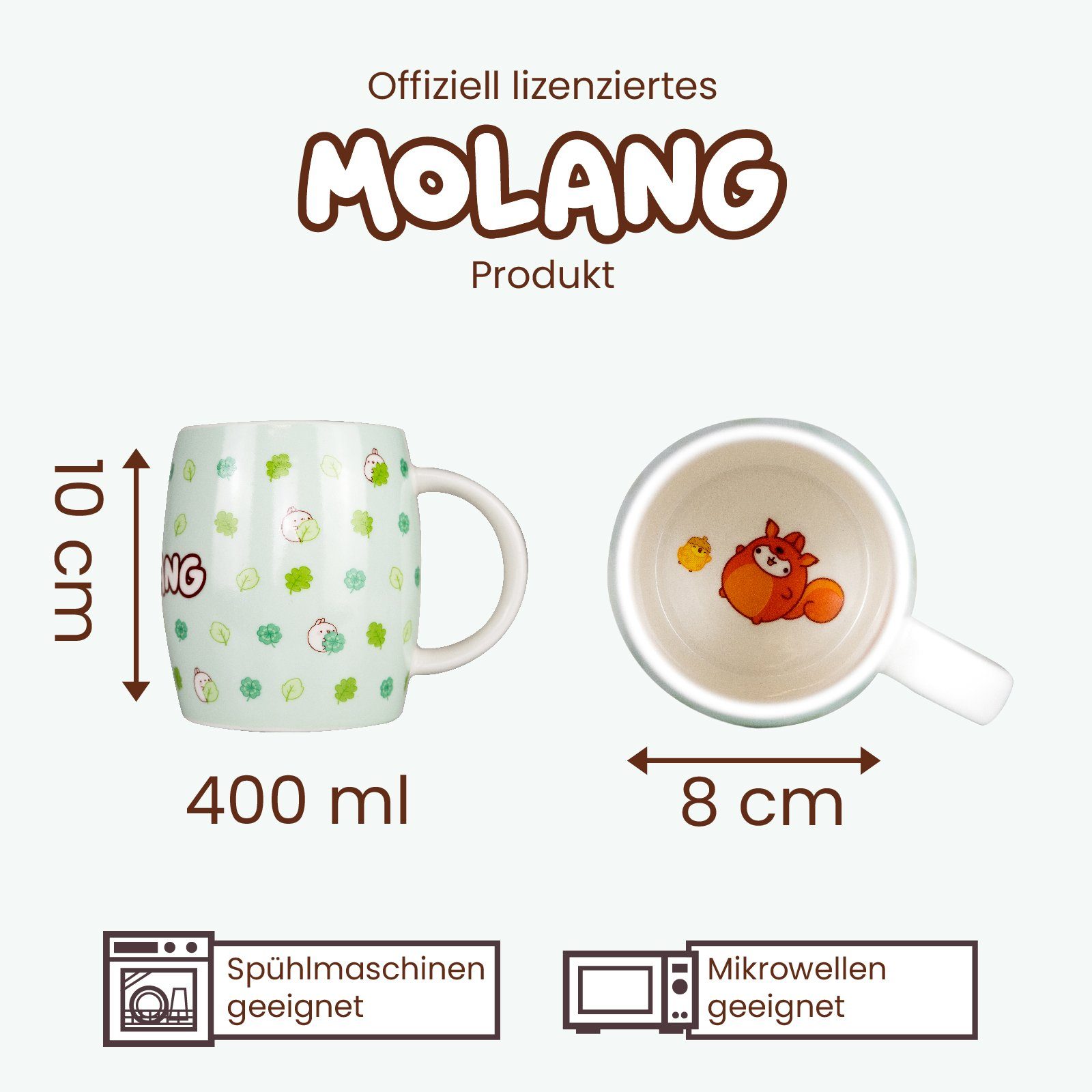 6vibes Tasse Molang große Tasse süß 400 ml aus Porzellan -Motiv-Tasse mit Piupiu, Bechertasse groß als Geschenk by 6vibes