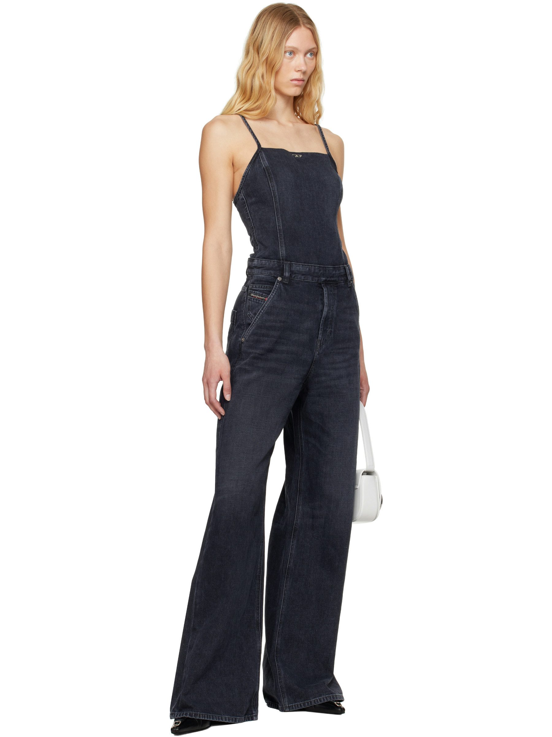 Diesel Loose-fit-Jeans Denim Jumpsuit Overall - DE-VORS figurbetontes Oberteil mit weitem Bein