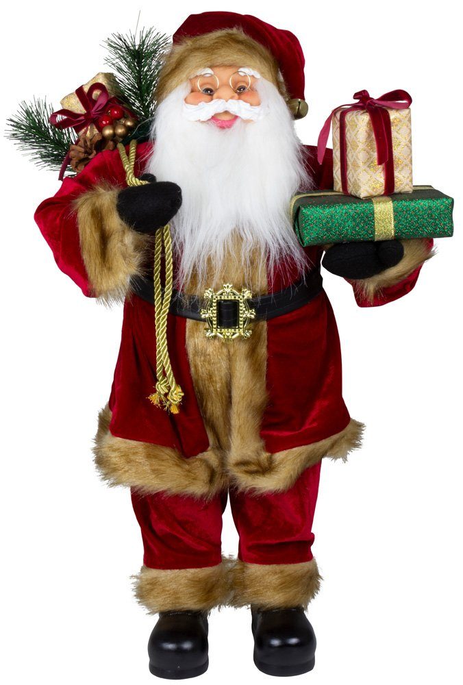 Christmas Paradise Weihnachtsmann Sven Dekofigur 60cm, Rot Gold-Braun Weihnachtsdeko