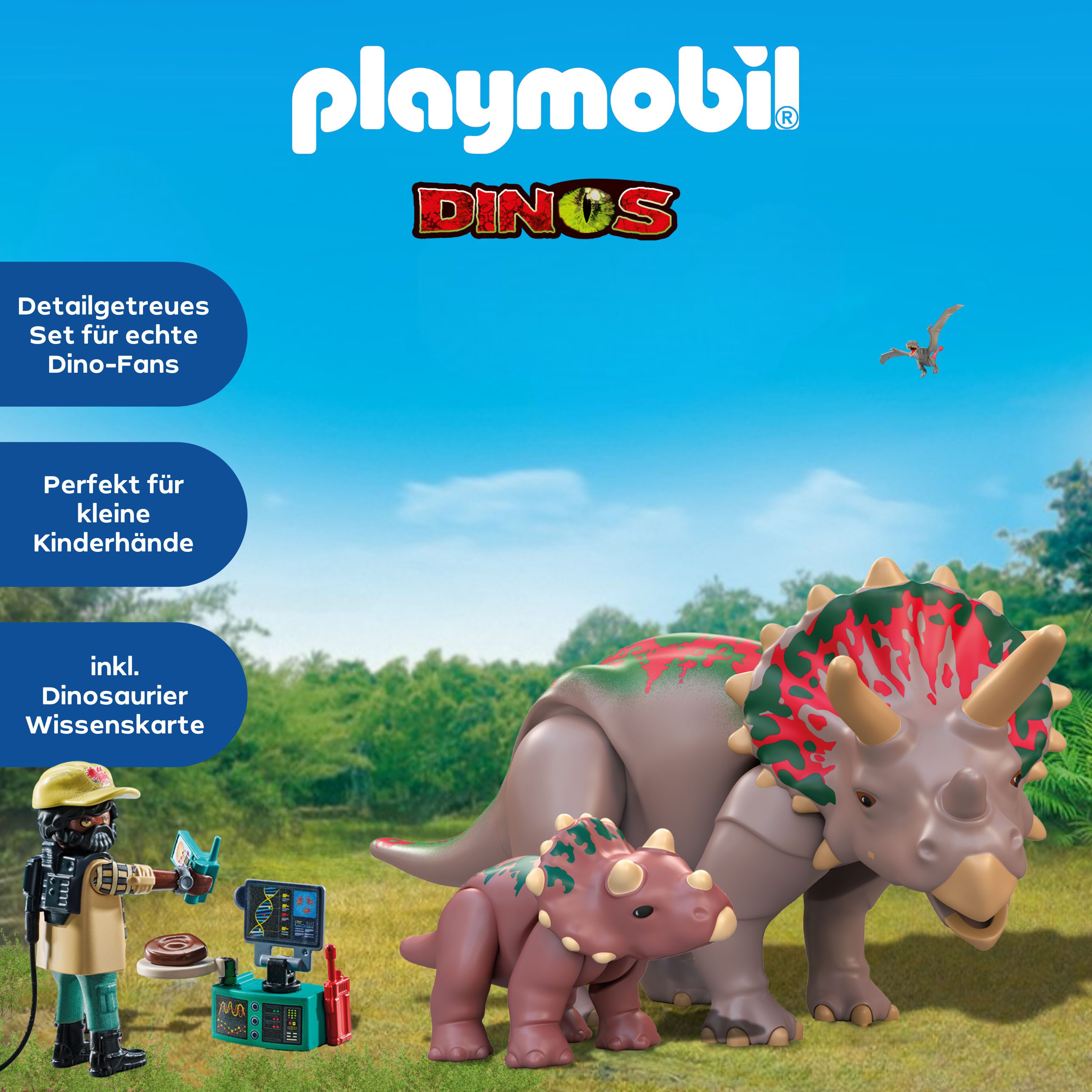 Playmobil® Triceratops mit Jungtier (71821), Playmobil Dinos Konstruktions-Spielset, (29 St)