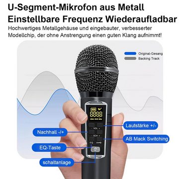 DOPWii Tragbare Karaoke-Maschine, Bluetooth-Lautsprecher Karaoke-Maschine (mit 2 kabellosen Mikrofonen)