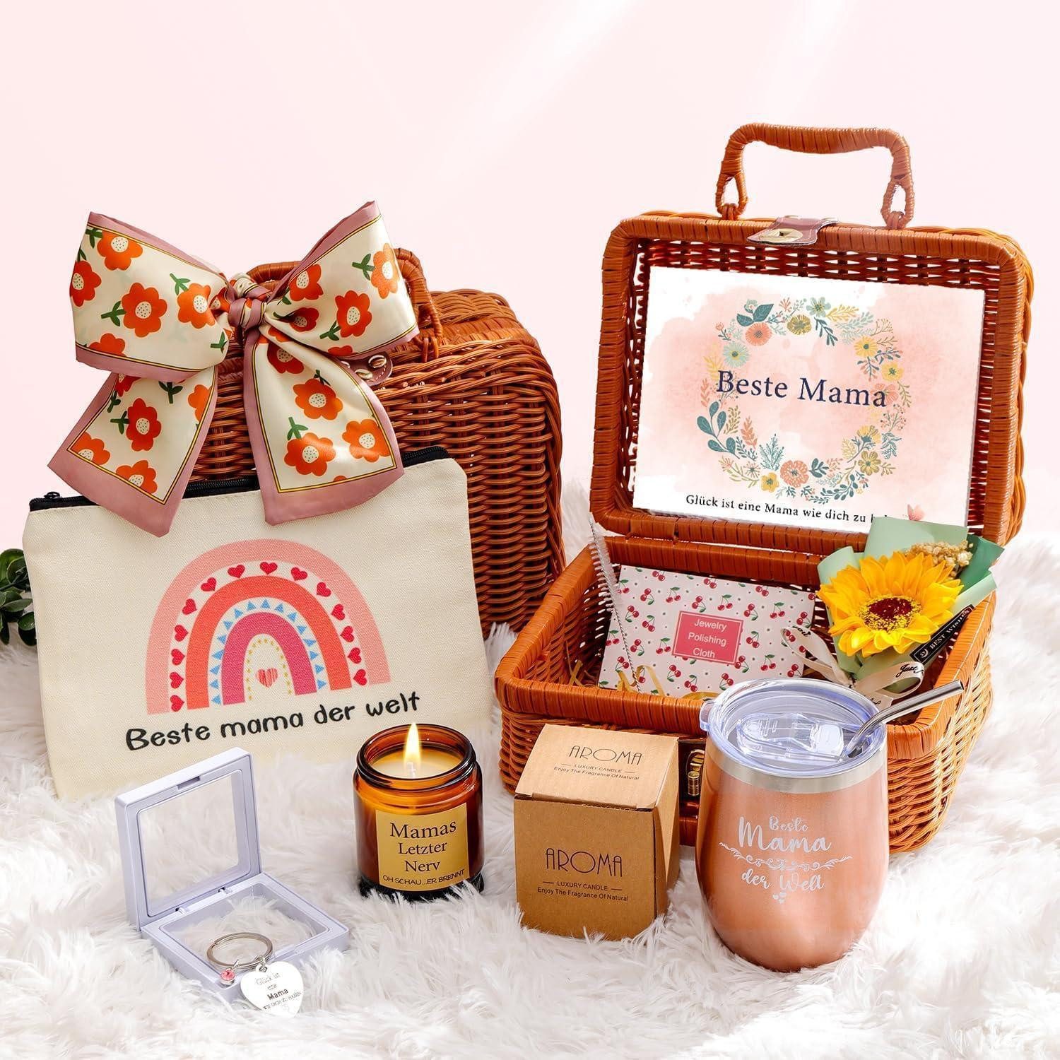 Yunnoend Geschenkbox Geschenke Mama Geburtstag Muttertag Weihnachten Korbbindung
