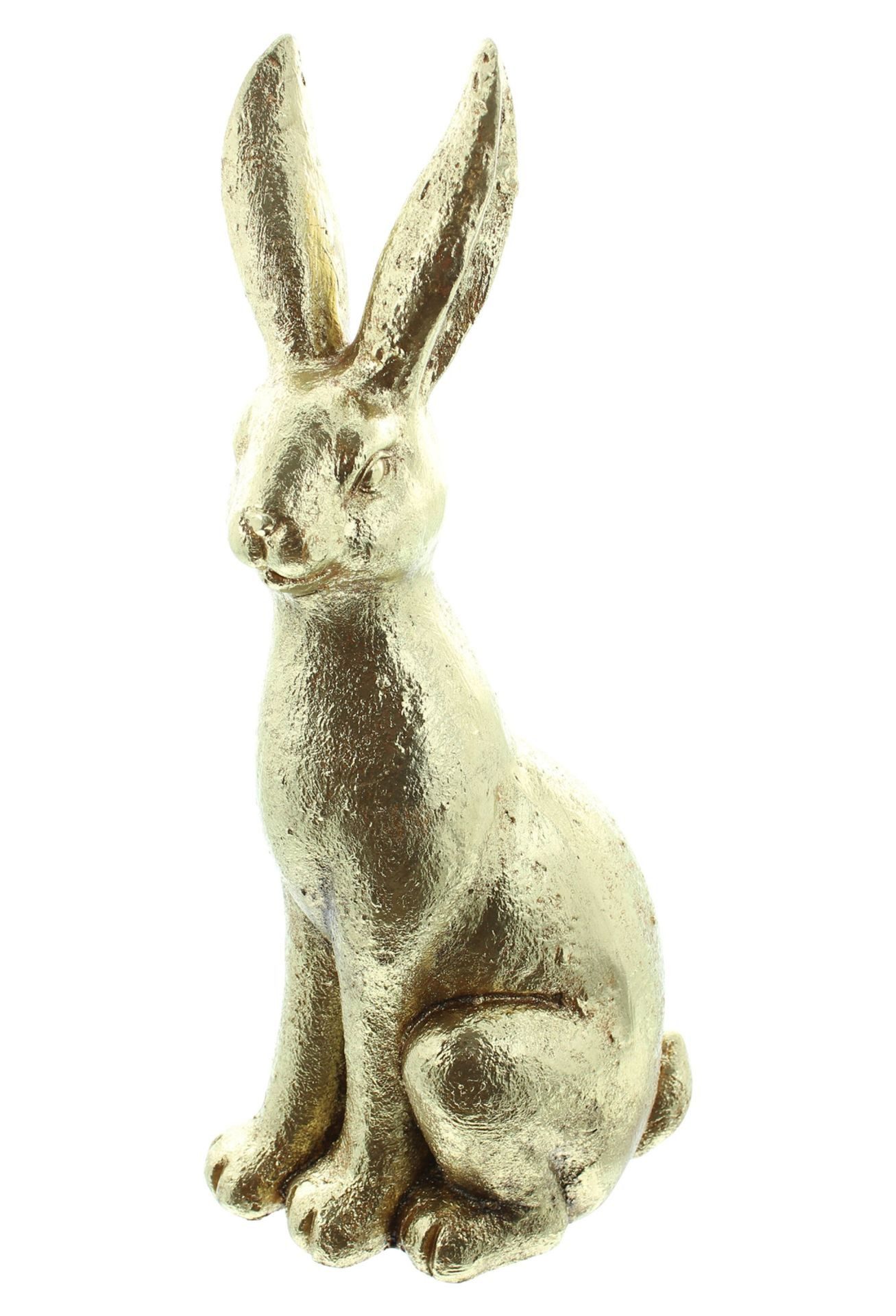 Home-trends24.de Osterhase Gold Hase Osterhase Figur Oster Deko Dekohase, Osterhase