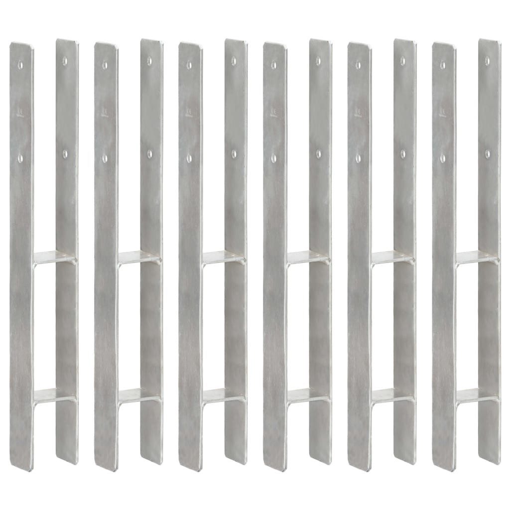 vidaXL Einschlagbodenhülse Pfostenträger 6 Stk Silbern 7660 cm Verzinkter Stahl