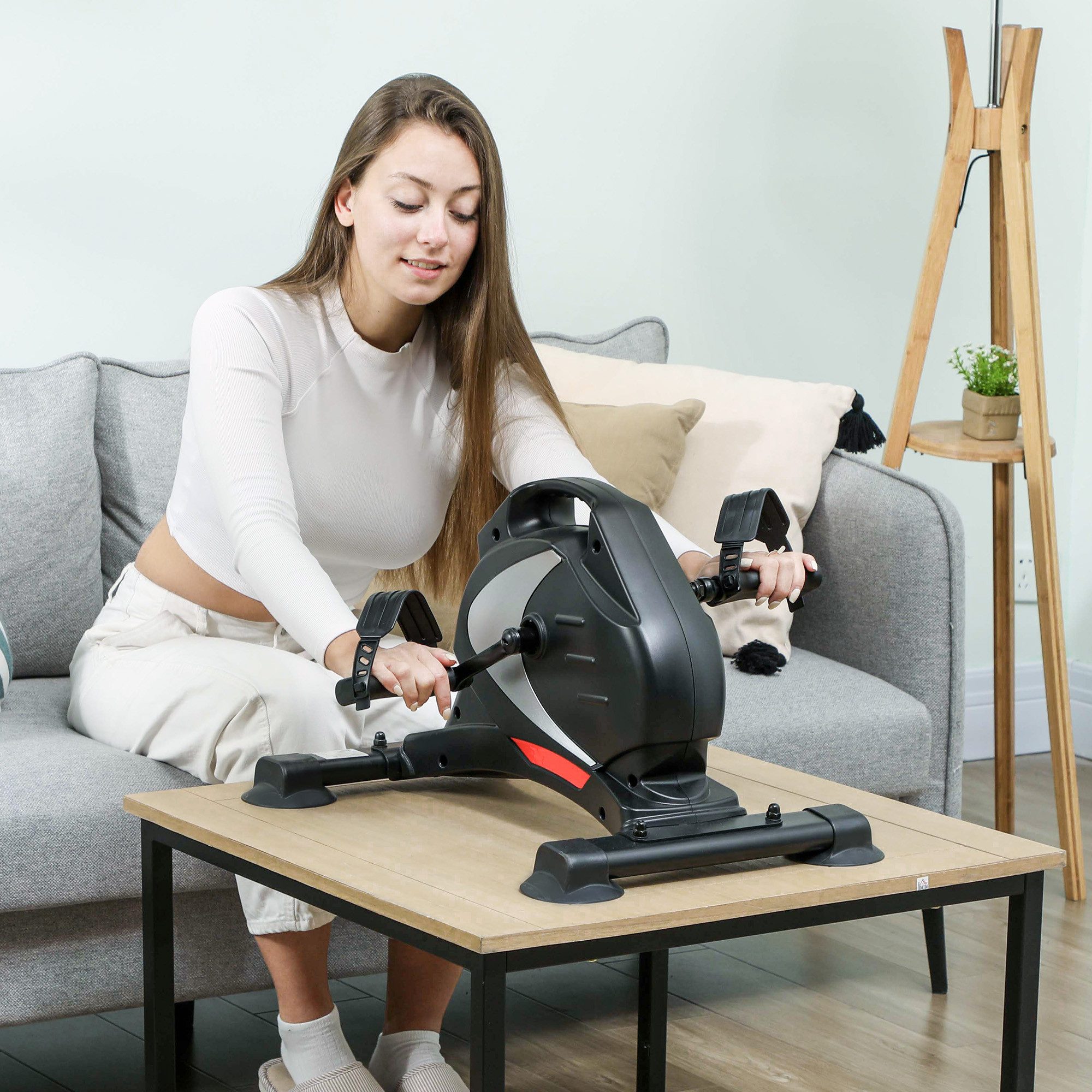 SPORTNOW Heimtrainer mit 8 Stufen Magnetwiderstand, LCD-Display, tragbar (für Arm- und Beintraining, 1-tlg., leiser Pedaltrainer), Senioren Arm- & Beintraining Pedal-Trainer für Zuhause Heim Schwarz