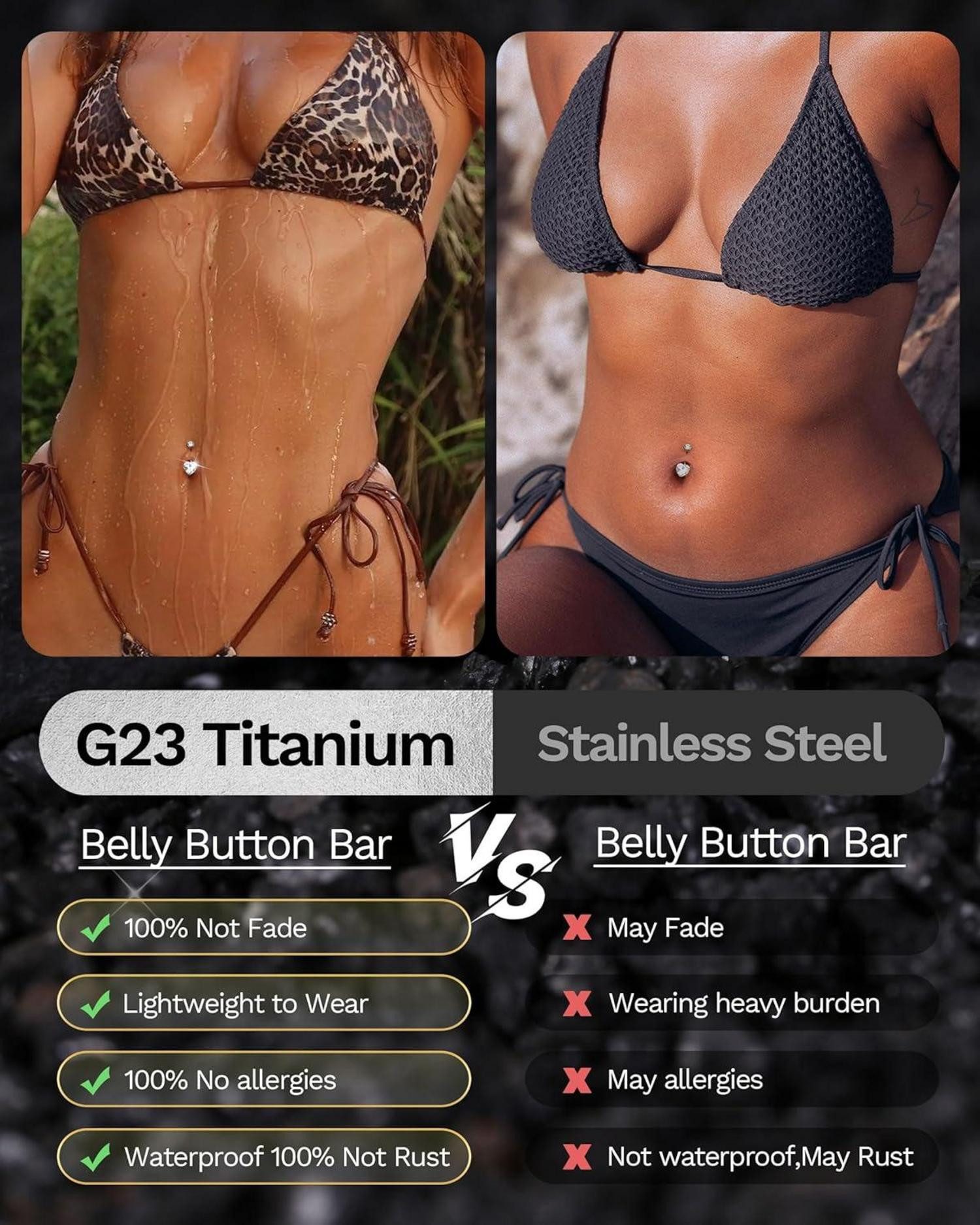 YADOCA Bauchnabelpiercing Bauchnabelpiercing Titan Gold Silber günstig online kaufen