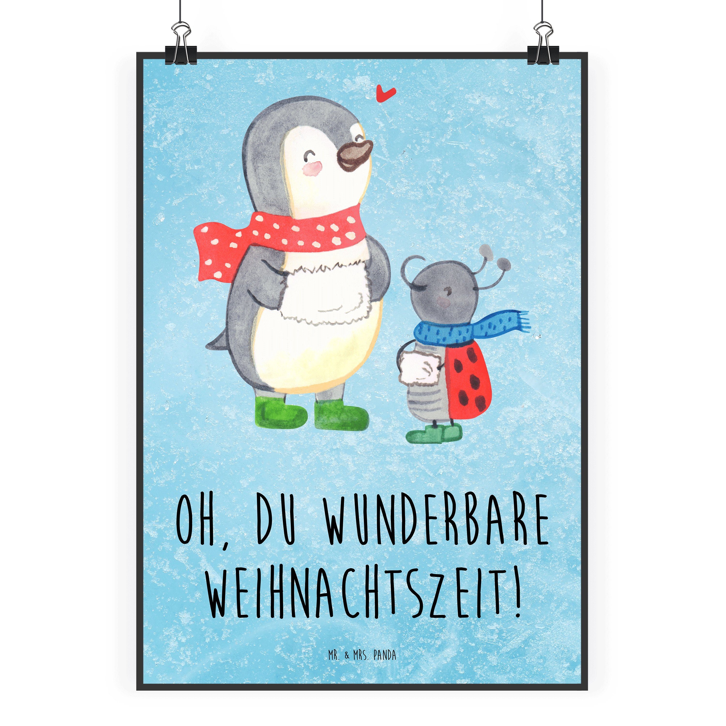 Mr. & Mrs. Panda Poster DIN A0 Smörle Winterzeit - Eisblau - Geschenk, Weihnachtsdeko, Advent, Smörle Winterzeit (1 St), Einzigartige Designs