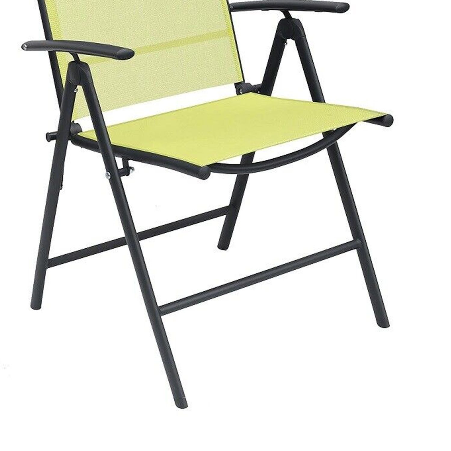 Mojawo Armlehnstuhl Klappstuhl Hochlehner Gartenstuhl Textilen Anthrazit Limegrün 7 Pos. – Bild 4 von 5