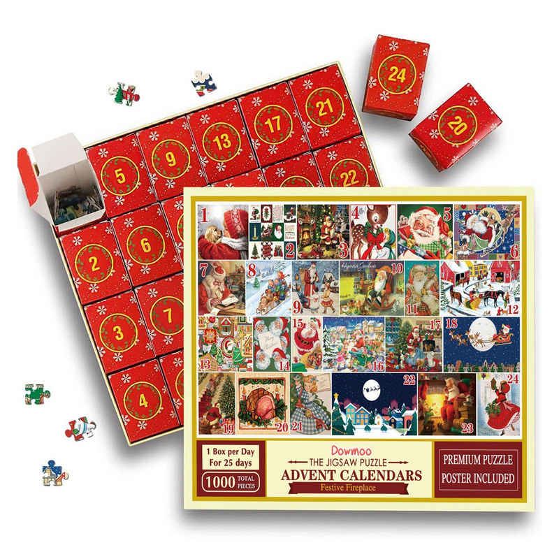 Gontence Adventskalender 24-Gitter-Überraschungskalender-Puzzle (1-tlg), Weihnachten