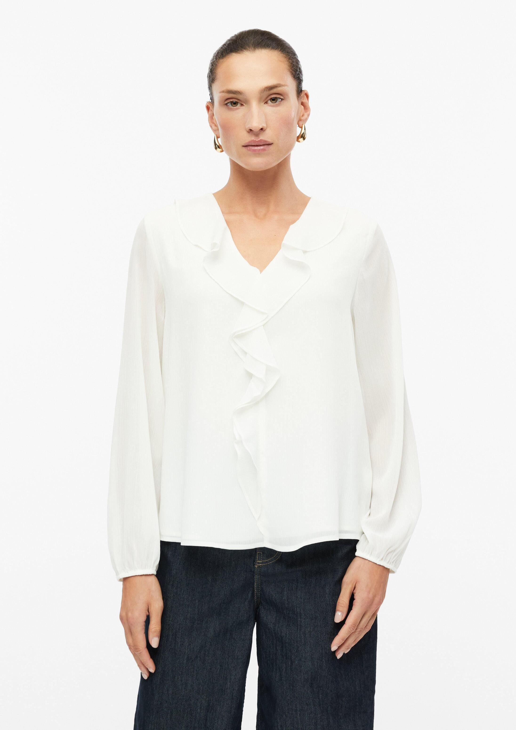 s.Oliver Langarmbluse Bluse Crêpe-Bluse mit Volants