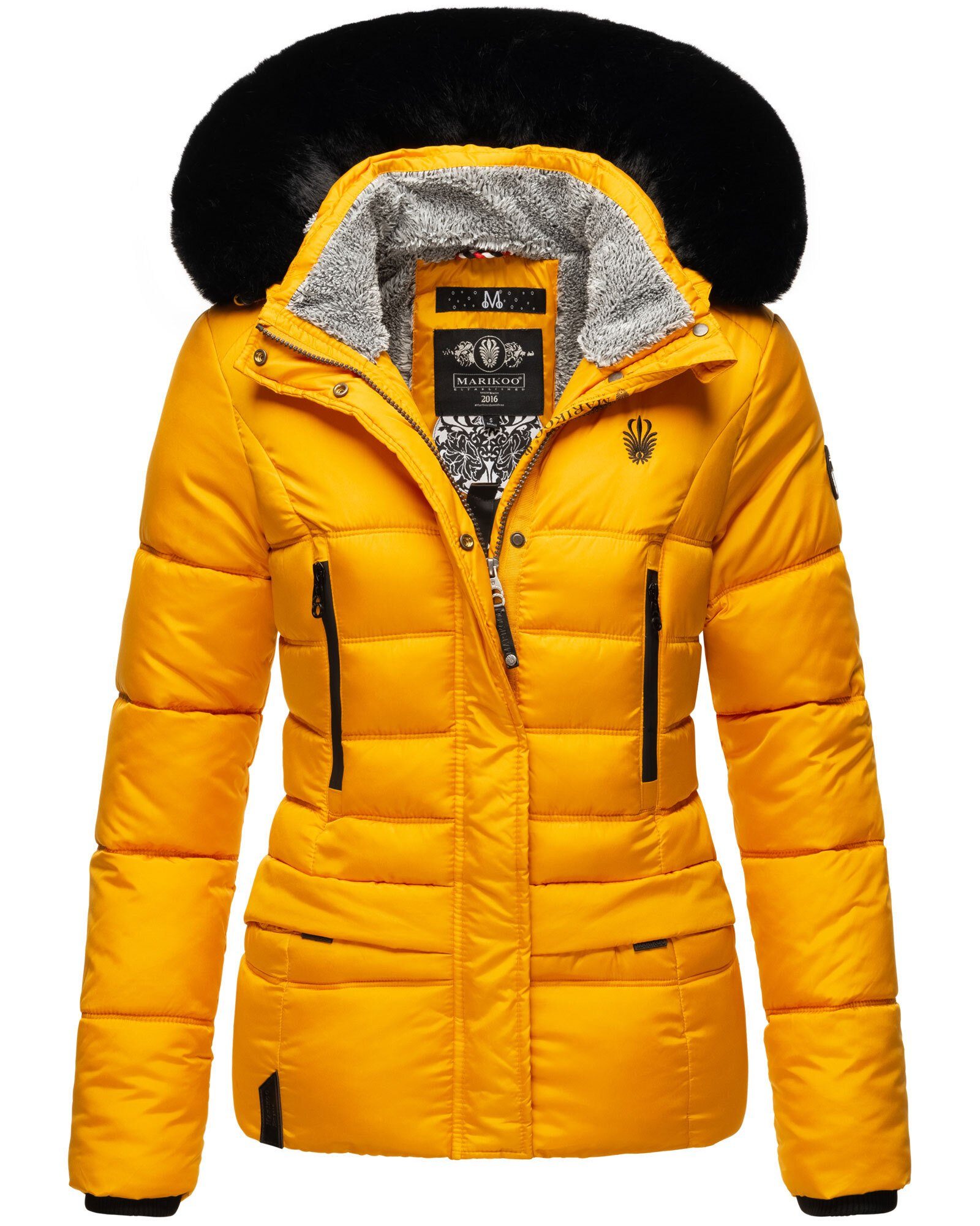 Marikoo Winterjacke Loveleen mit Teddyfell und Kapuze Gelb