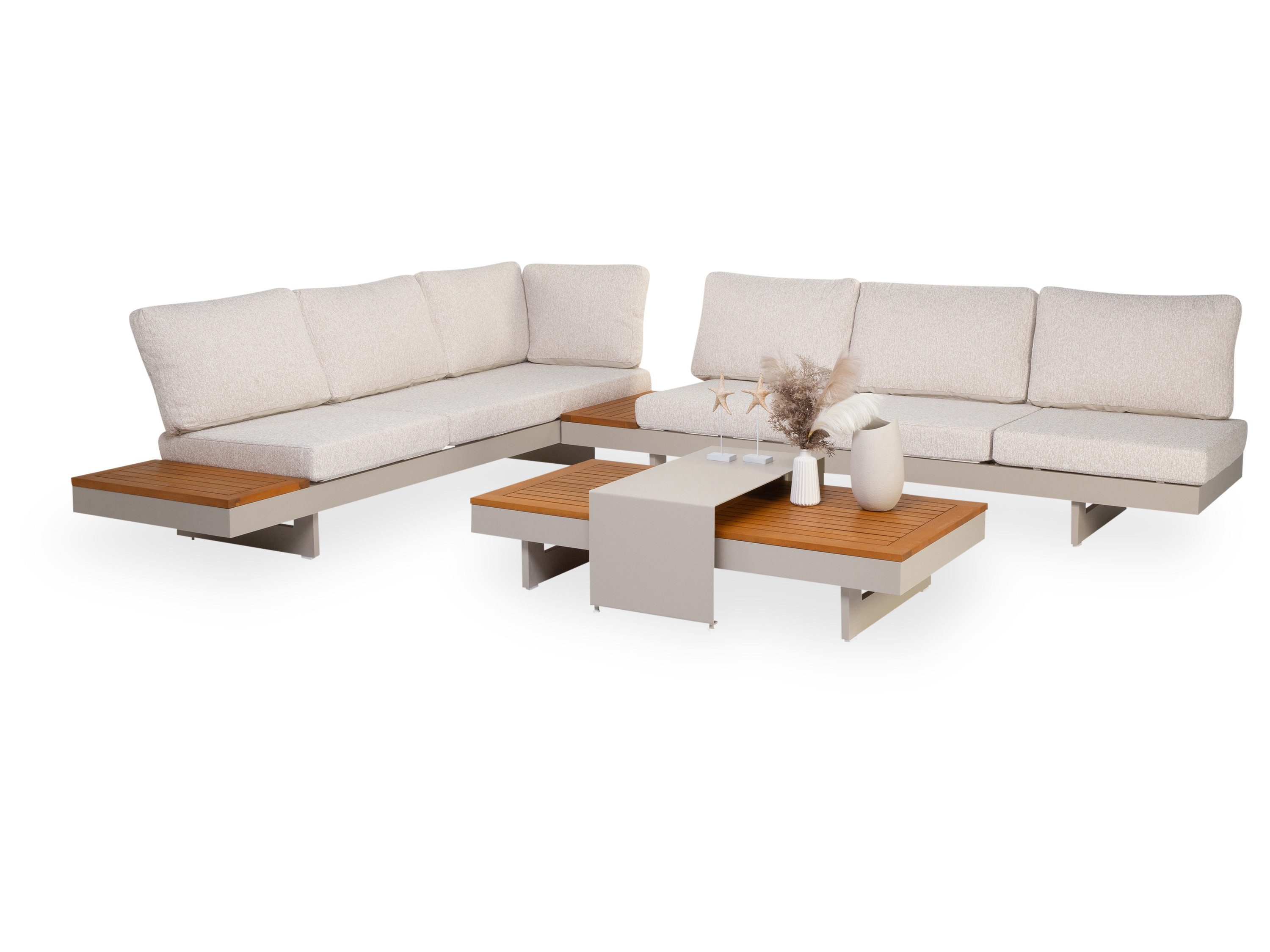 SANSIBAR Living Gartenlounge-Set Lounge-Set SANSIBAR BREMEN beige Gartenset Loungemöbel Gartenmöbel