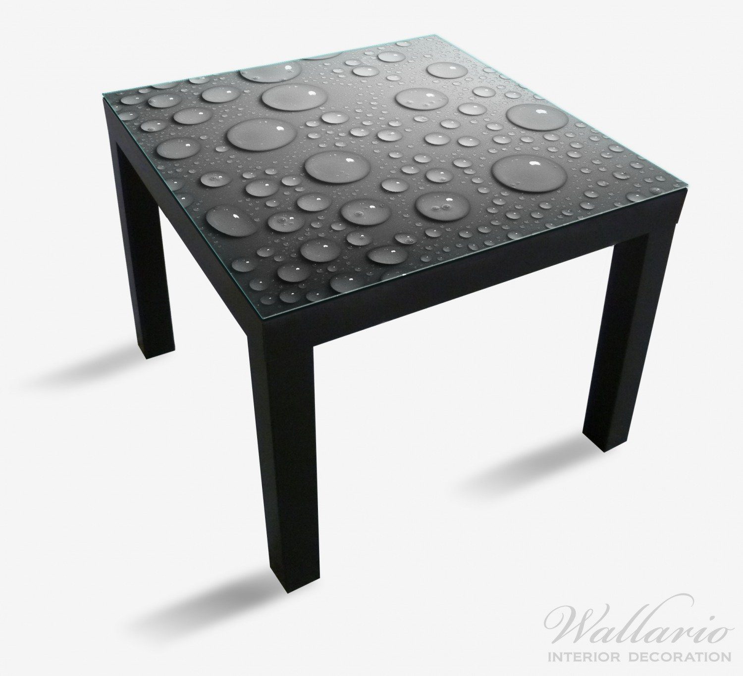 für Wallario weiß Tisch Tischplatte Lack schwarz Wassertropfen (1 geeignet Ikea St), in
