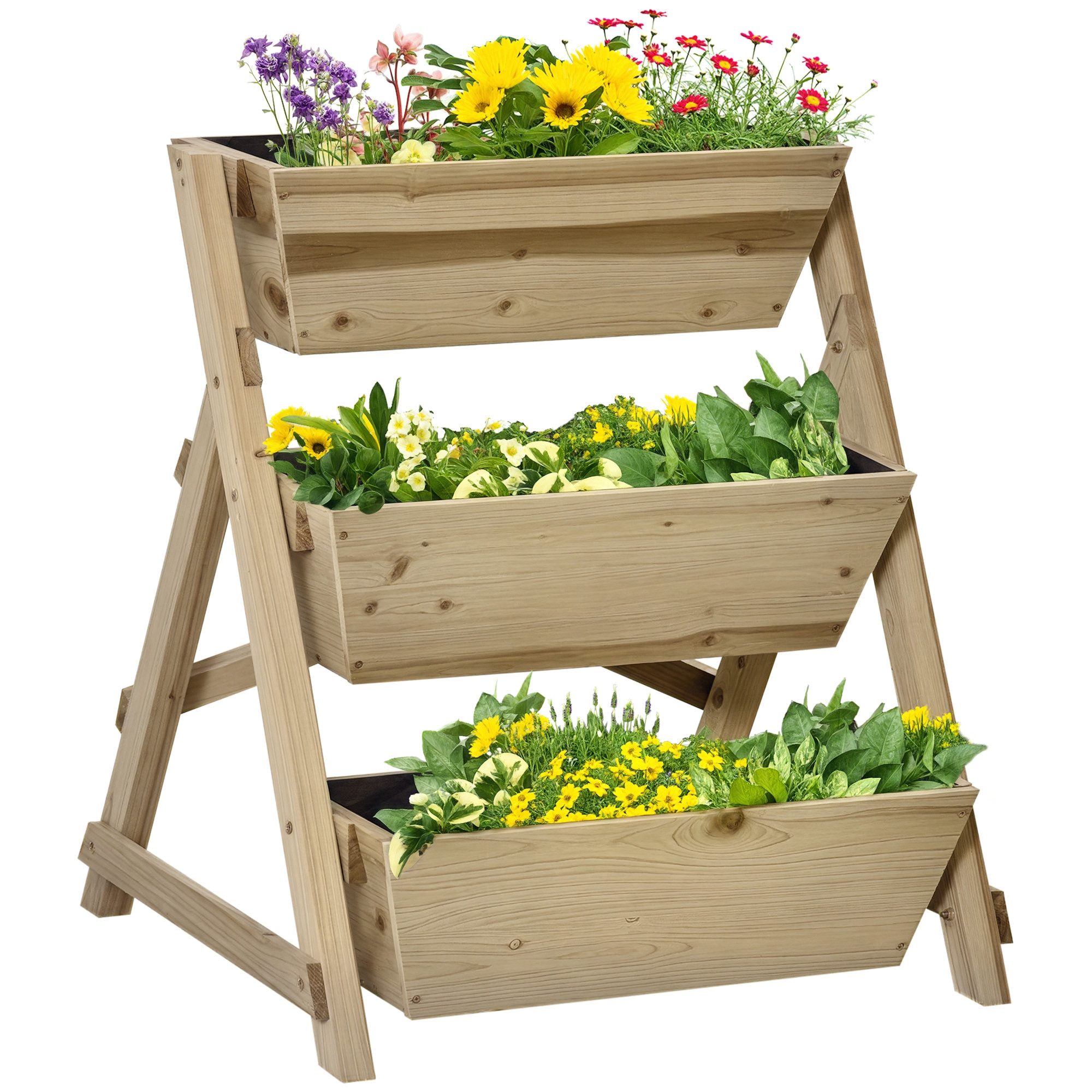 Outsunny Hochbeet Pflanzentreppe, Pflanzregal, Pflanzenständer (Blumentreppe, 1 St., Blumenleiter), für Garten, Balkon, Grün