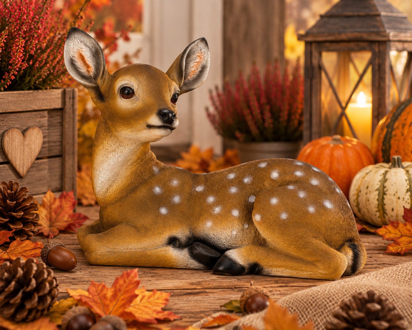 Geschenkestadl Tierfigur Rehkitz Reh Figur liegend naturgetreu Tierfigur in 2 Größen L und XL (Rehkitz), naturgetreu gestaltet – Bild 2 von 2