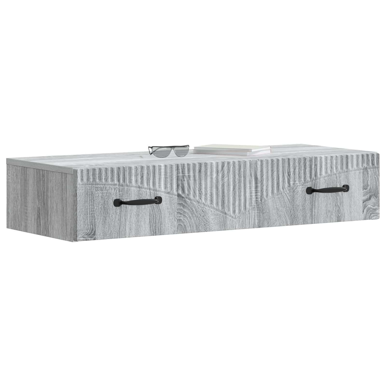vidaXL Schranksystem Wandmontierter Beistelltisch Graues Sonoma 87,5 x 34,5 x 17 cm (1-St)